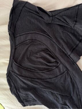 Free People Black Short Sleeve Tee with Panel Stitching